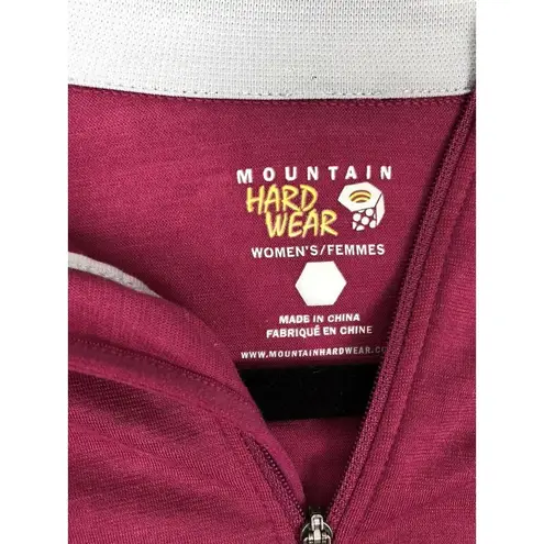 Mountain Hardwear Womens Pullover 1/4 Zip Long Sleeve Top Sm Pink Gray Light