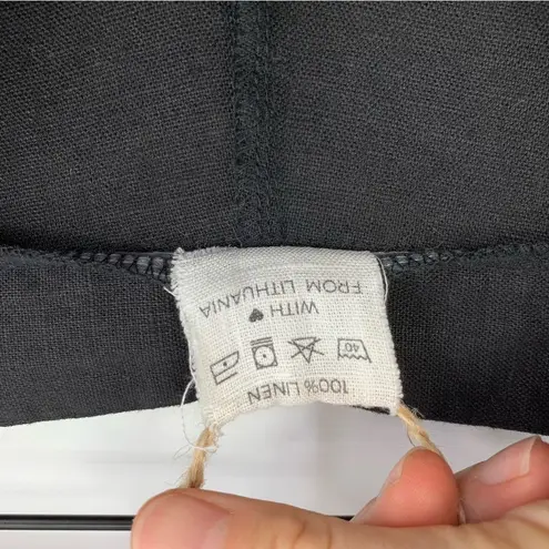 HANDMADE LINEN STUDIO Ginger High Waist Tapered Linen Pant Black Size 8