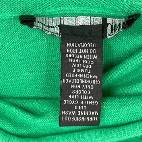 Bright Green Holiday Cardigan Open Front Gold Sequin Flower Sunbursts INC size M Size M