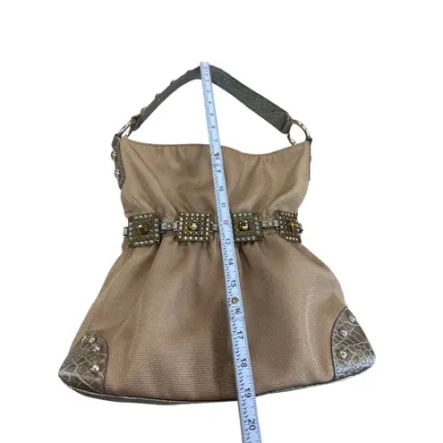 Kathy Van Zeeland Womens Gold Retro jeweled Hobo Handbag SKU 7811