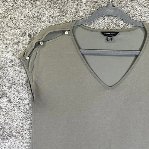 Lucky Brand  green cap sleeve blouse with cut-out details Sz XS