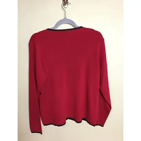 Pendleton Women Vtg 2 pc. Holiday Sweater Set Sz.Med. Red Beaded with black Trim - Image 8