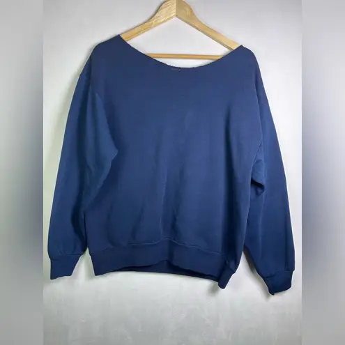 Urban Renewal Women’s Teddy Bear Graphic Sweatshirt Navy Blue Crewneck Size L