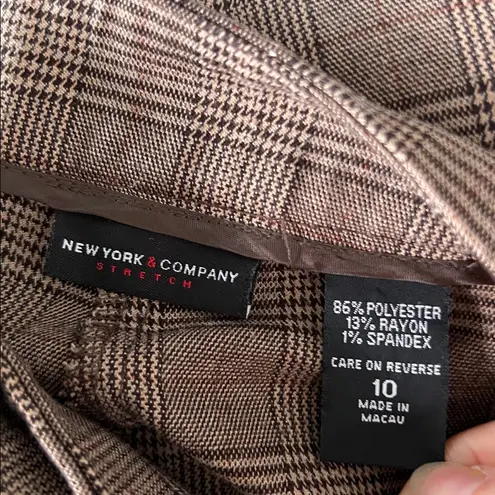 New York & Company Brown Plaid Blazer Pant Suit Set Size 12 / 10