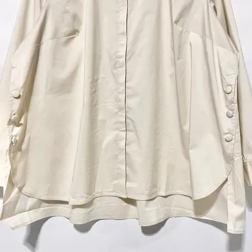 Denim & Co New Button Side High Low Hem Long Sleeve Shirt Stone Khaki Size 3X