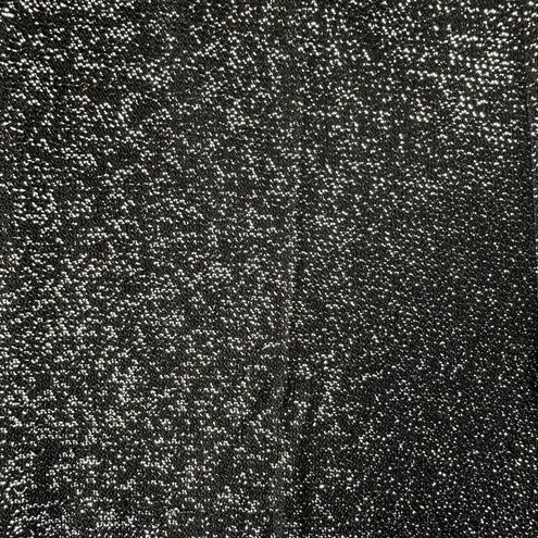 Vintage 70s Three Flaggs Glam Disco Metallic Flare Pull On Stretchy Pants Medium Black