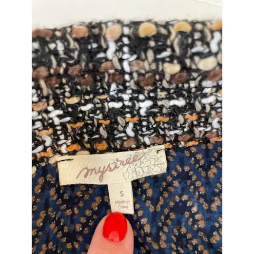 Mystree Womens Blazer Black White Tweed Double Breasted Career Office Size S