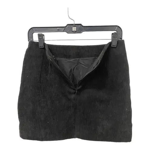 Hongli Mini Skirt LARGE Black Corduroy Floral Southwestern Embroidered Floral