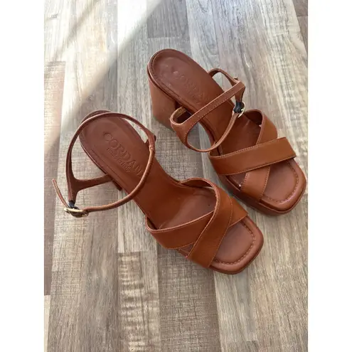 Women's Cordani Made in Italy Bowdie Platform Brown Leather Block Heels size 38