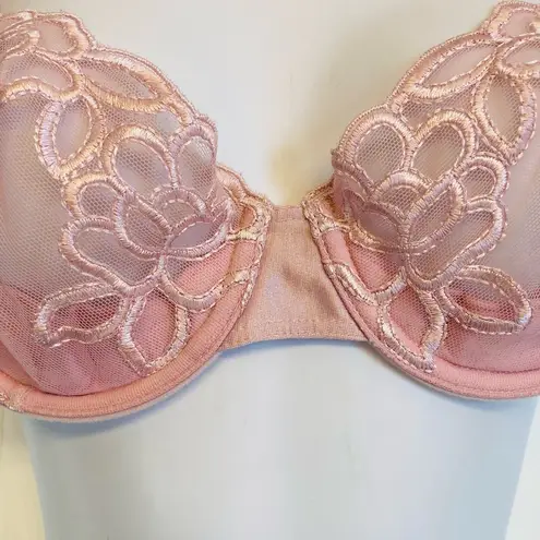 Wacoal 65781 Seductress Semi Demi Sheer Floral Embroidered Bra Size 34B Pink