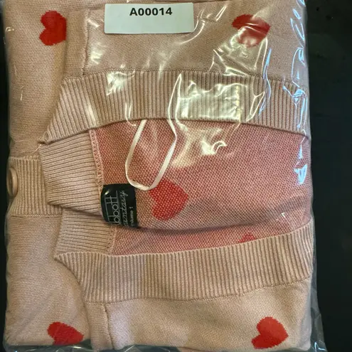 NWT Abbott Pink Heart Button Down Cardigan XS Oversized Valentine's Day Teacher