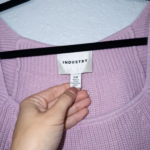 Industry New Pink Floral Appliqué Sheer Sleeve Sweater Size Large