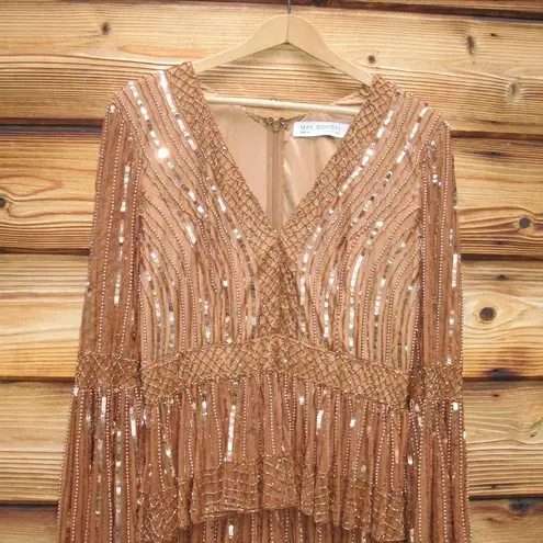 Mac Duggal 5442 Womens Embellished Bell Sleeve Tiered Gown Dress