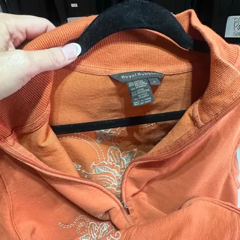 Royal Robbins Royal Robbin’s Women’s Full Zip Sweatshirt SZ L Embroidered Pumpkin Spice Orange