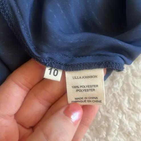 Ulla Johnson Giselle Plissé-Satin Ruffled Tiered Mini Dress Navy Size 10