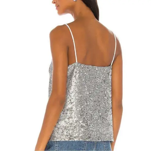 David Lerner NWT  Chrissy V-neck Cami, silver sequined fully lined size XS