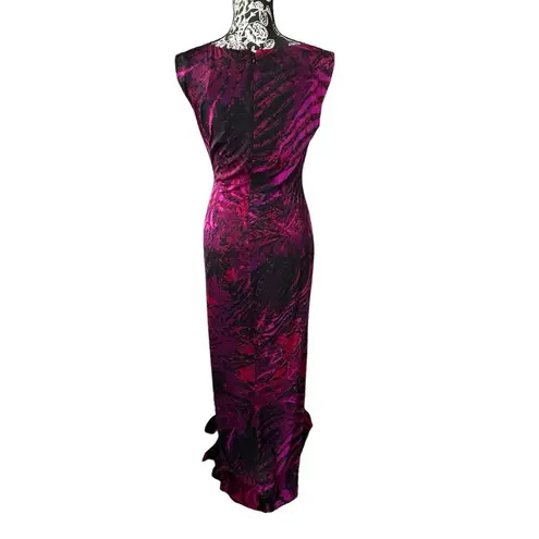 Cache  Red Purple Cowl Neck Dress evening designer gown brand new medium