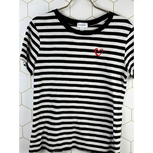 Evereve Striped Women's T-Shirt with Heart Detail - Size - Small