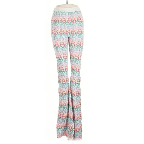 Marco Rambaldi Multicolor Heart Flare Knit Pants Small White