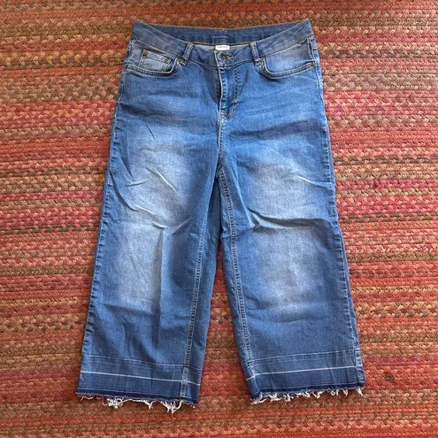 LASCANA FADED INDIGO WASH CROP STRETCH JEANS Blue Size 6