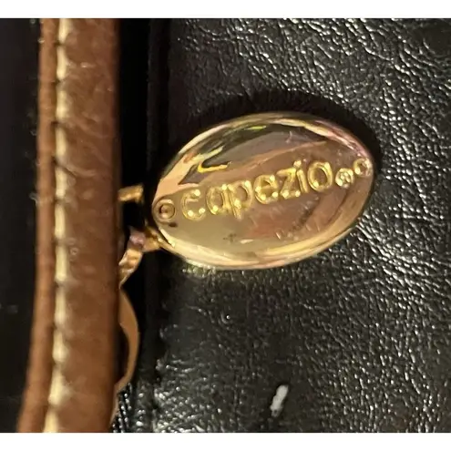 Capezio Vintage 80s Black & Brown Leather Satchel Multi-Compartment Shoulder Bag