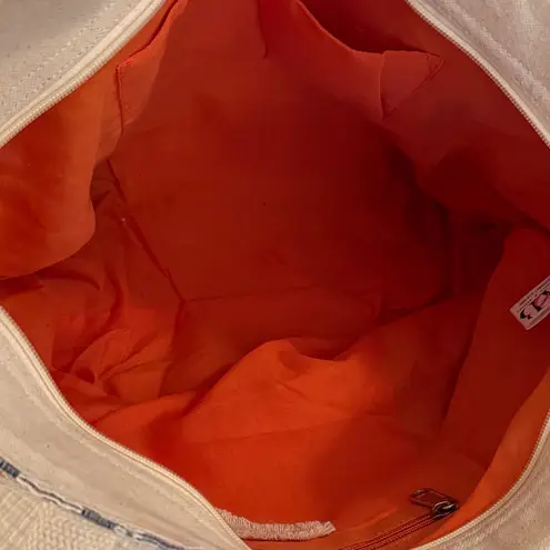 America & Beyond Beaded Embellished Embroidered Chevron Tote Bag Matching Clutch Red