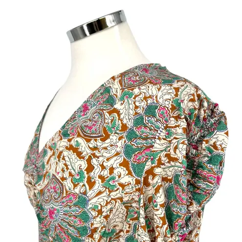 Veronica Beard Henrieta Silk Floral Ruched Blouse Top Multicolor Size 8