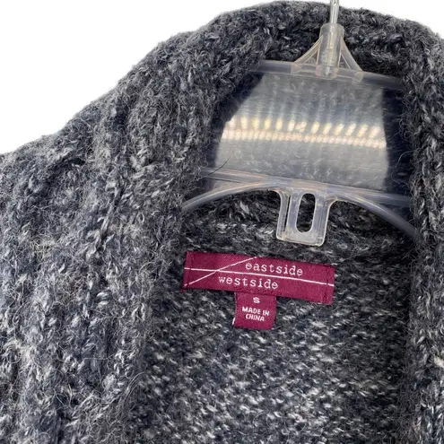 Eastside Westside Women's Wool Blend Marled Open Cable Knit Draped Sweater Vest Gray
