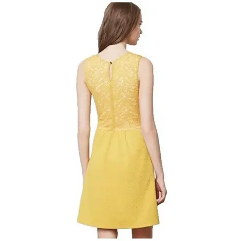 Maeve x Anthropologie Lemon Yellow Vera Lace A-Line Dress Size Medium