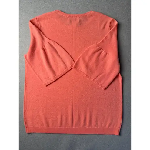 Women’s Nordstrom Signature Salmon Cashmere 3/4 Sleeve Sweater Sz L Pink Size L