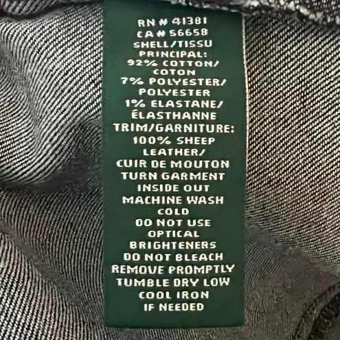 LRL Ralph Lauren Denim Dress Plus 14W 1/4 Zip New Leather Trim Neutral Classic Blue