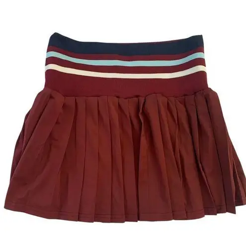 Jolie and Joy Women's Pleated Tennis Skirt L Burgundy Striped Waistband Red Size L