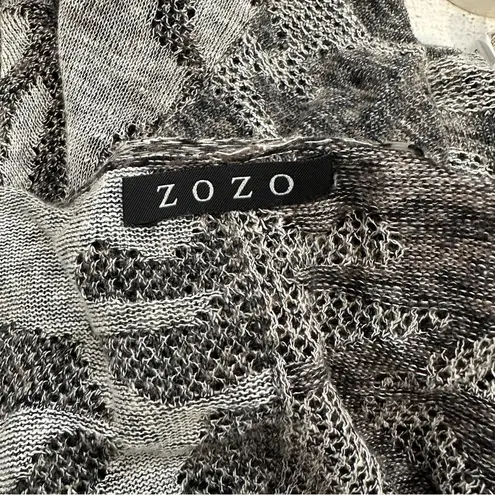 Zozo Knit Cardigan Open Front 3/4 Length Sleeve Light Weight Sweater Size L Gray Size L