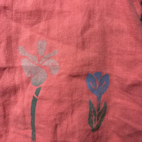 PICCALINO Top Women 14P Pink 100% Linen Peach Pink Beach Resort Travel Lagenlook