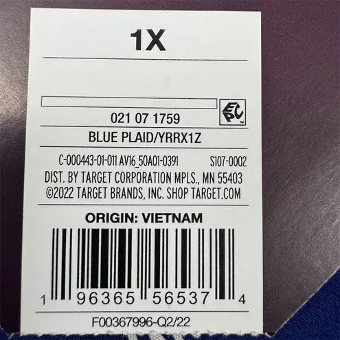 Ava & Viv Women's Plus Size 1X Blue Plaid A-Line Midi Skirt NWT