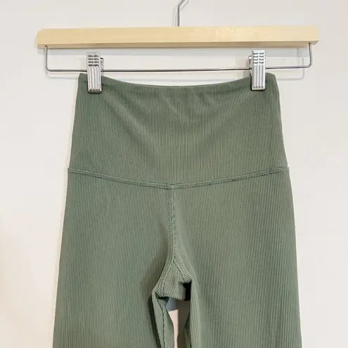 Strut This Kendall High Rise Ribbed Athletic Gym Leggings Sage Green Size Small