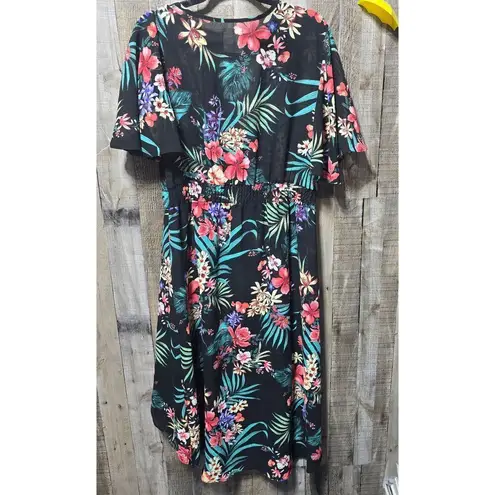 Haute Project Black Floral Mullet High Low Duster Maxi Cardigan Black Size XL