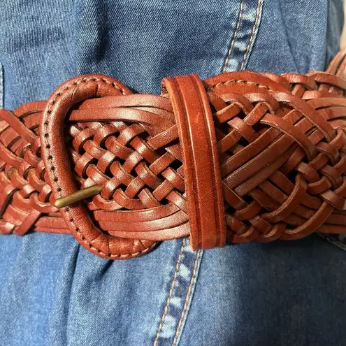Next ORIGINALS Wide Braid Weave Leather Womens Belt Sz 10 Brown Boho Western