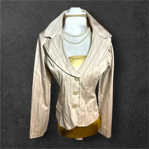 Vintage Y2K IZ BYER Womens sz L White Pink Pinstripe Button Blazer Mob Wife Work Size L