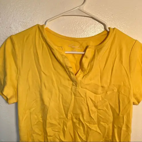 kim rogers  Split Neck T-Shirt Pale Yellow