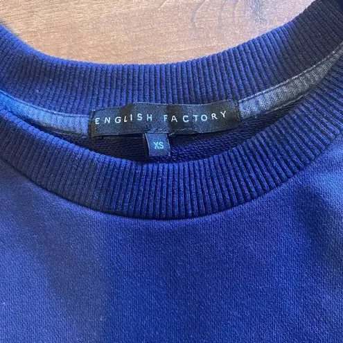 English Factory Womens Navy Blue Long Sleeve Pullover Sweater Size XS