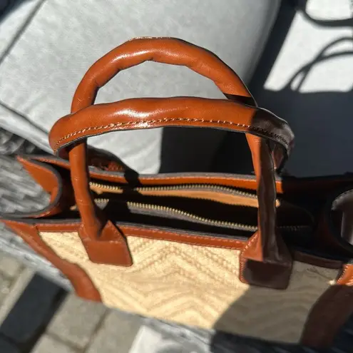 Patricia Nash , curry leather woven straw tote