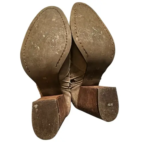 Seychelles Lori Penny Double Zip Heeled Bootie Women's 10 Taupe Leather