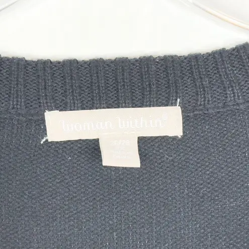 Woman Within Plus Size 2X Sweater 26W 28W Pullover Black White Check Crew 1388 - Image 7