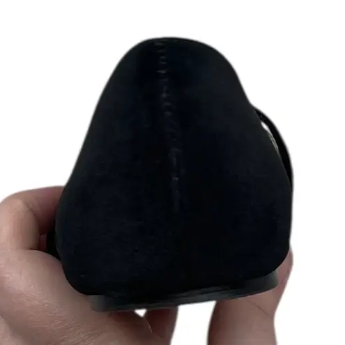 Bettye Muller Black Velvet Pointed Toe Flats Sequins Floral Embroidery Womens 7M