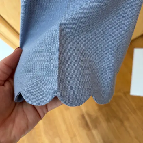 Talbots  Chatham Crop Slim Leg Pants Light Blue Scalloped Hem Women's Size 10