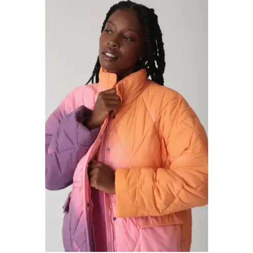 Electric & Rose Aiden Ombré Violet/Melon Quilted Puffer Jacket Womens XS New Purple
