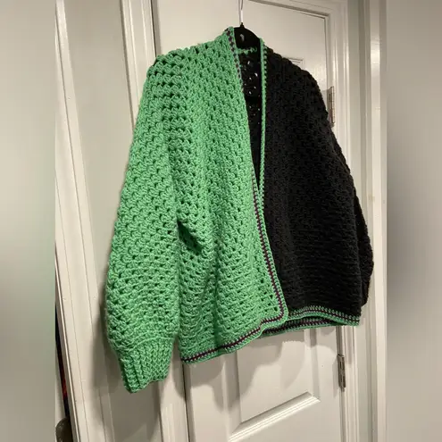 Handmade Crochet Granny Square One Size Cozy Cardigan Boho Chunky Knit Sweater