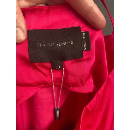 Birgitte Herskind Mini Dress Womens Size 8Red Orly Ruched Satin Strappy Back B35
