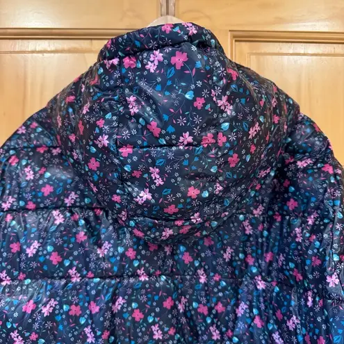 Woman Within floral navy packable puffer vest plus size 2X